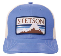 Stetson Mountain Label Patch Trucker Cap in Blue