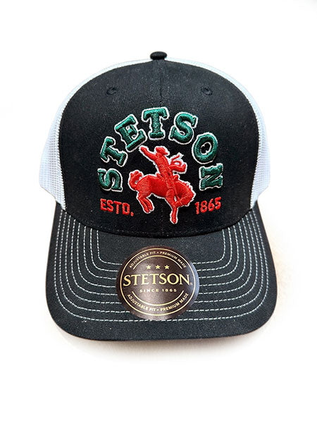 Stetson Bronc Rider Mexico Flag Trucker Cap in Black