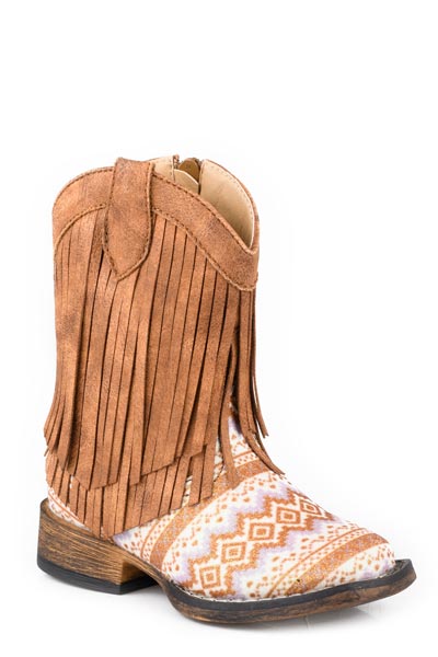 Roper Toddler Girl's Aztec Glitter Boots with Fringe