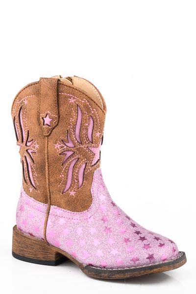 Roper Toddler Girl's Starlet Glitter Western Boots in Pink