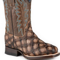 Roper Boy's River Square Toe Western Boot in Brown