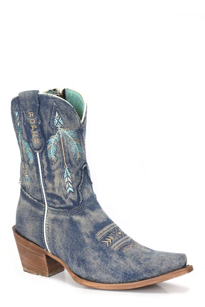 Roper Women's Arrowhead Fashion Snip Toe Boot in Denim