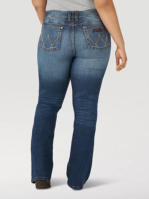 Wrangler Retro Women's Mae Mid Rise Bootcut Jean in Dark Blue (Available in Regular & Plus Sizes)