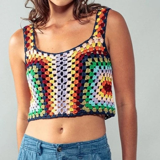 Women's Crochet Cropped Tank Top (Available in 2 Variants)