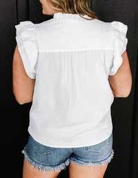 Women's Ruffled Sleeveless Plus Size Blouse in White