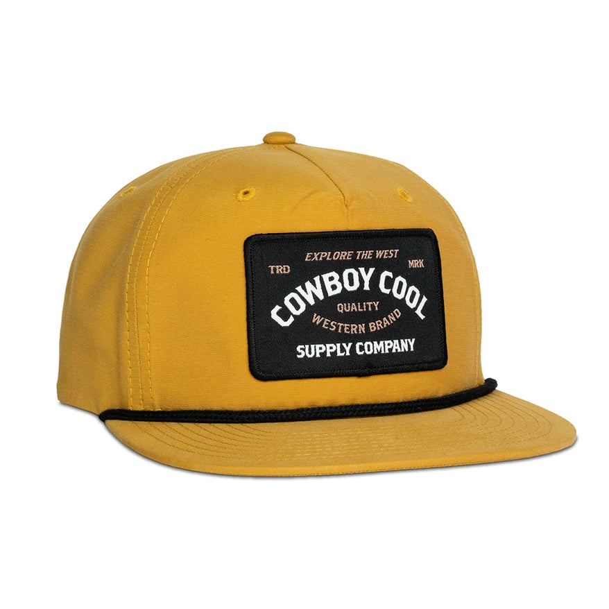 Cowboy Cool "Western Reserve" Rope Trucker Hat in Mustard Yellow