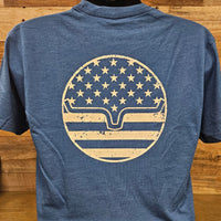Kimes Ranch American Bullseye T-Shirt in Heather Cool Blue