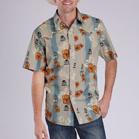 Tin Haul Men's S/S Vintage Tropical Western Snap Shirt in Blue