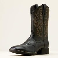 Ariat Men's Sport Western Wide Square Toe Cowboy Boot in Black Deertan/Black