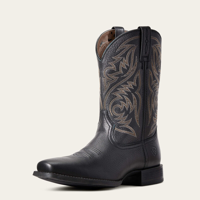 Ariat Men's Sport Herdsman Western Boot in Black Deertan