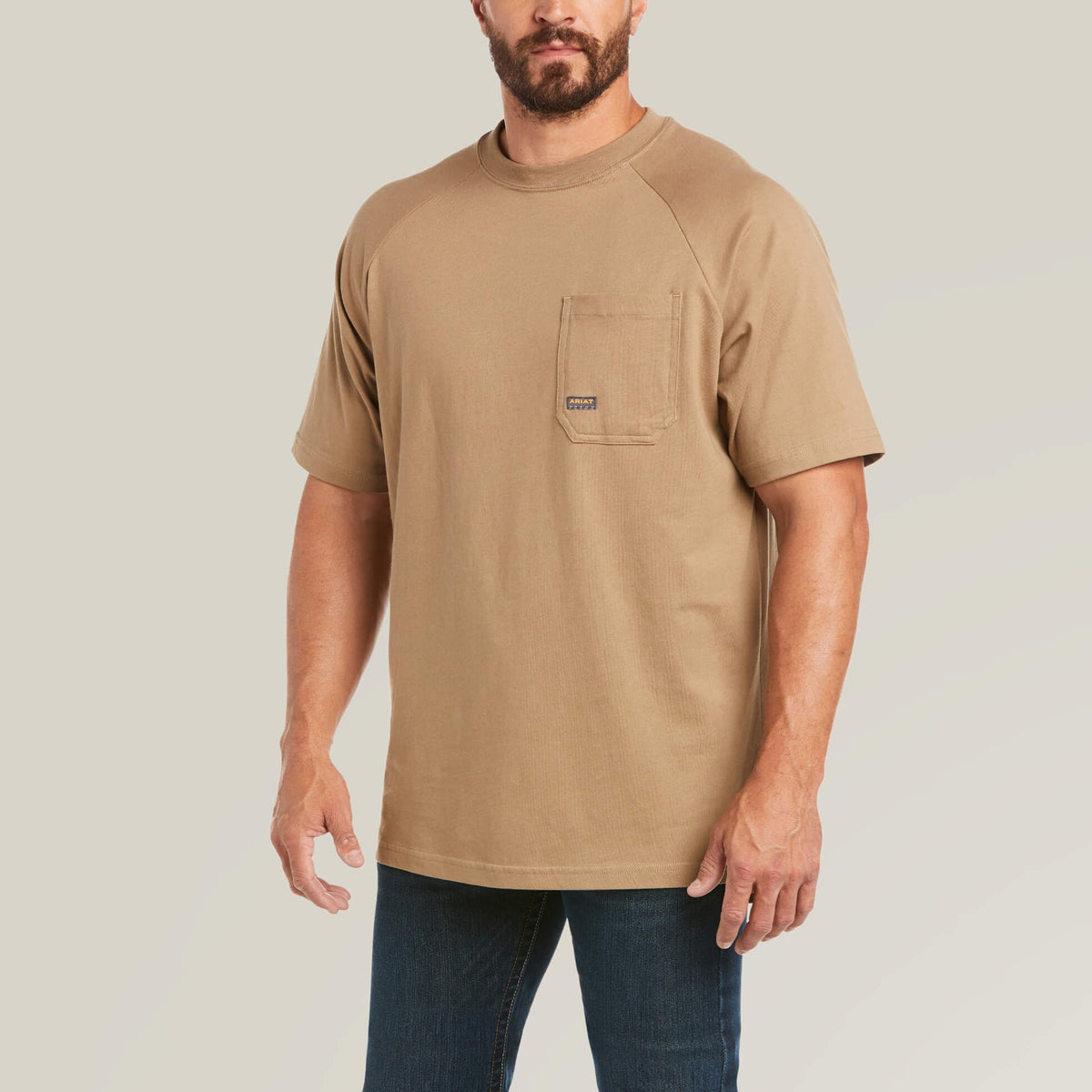 Ariat Men's Rebar Cotton Strong Pocket T-Shirt in Khaki