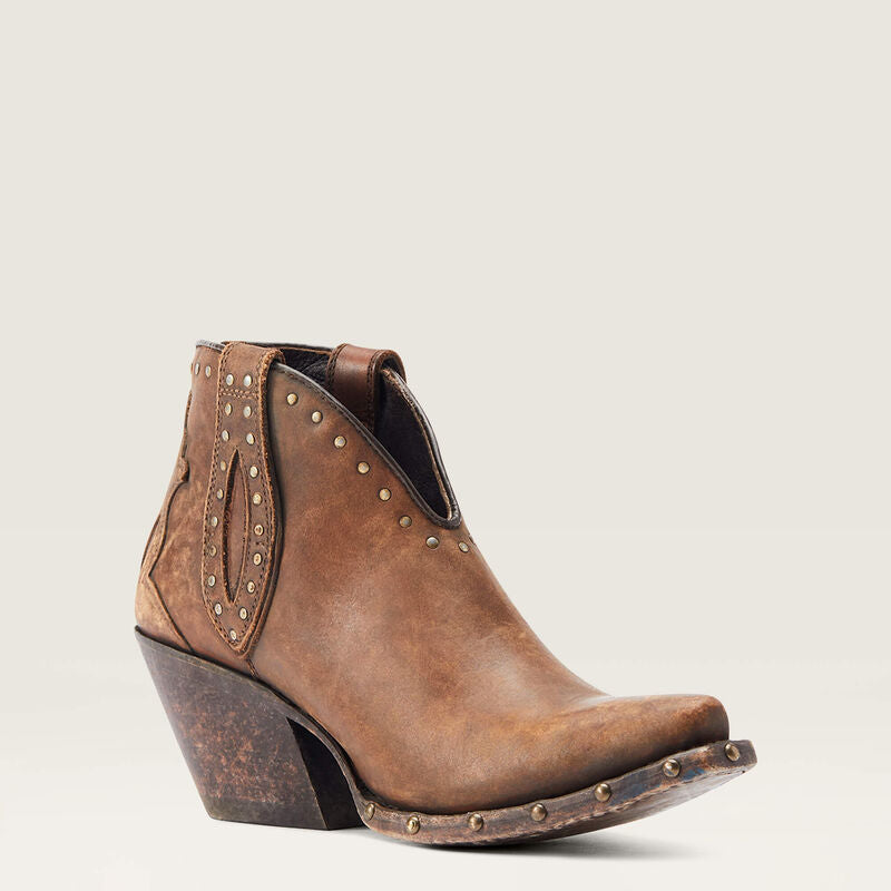 Ariat Women's Greeley Western Bootie - Naturally Distressed Brown