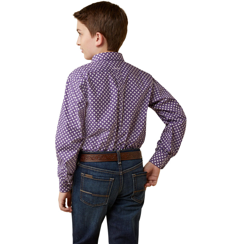 Ariat Boy's Misael Classic Button Down Shirt-Purple