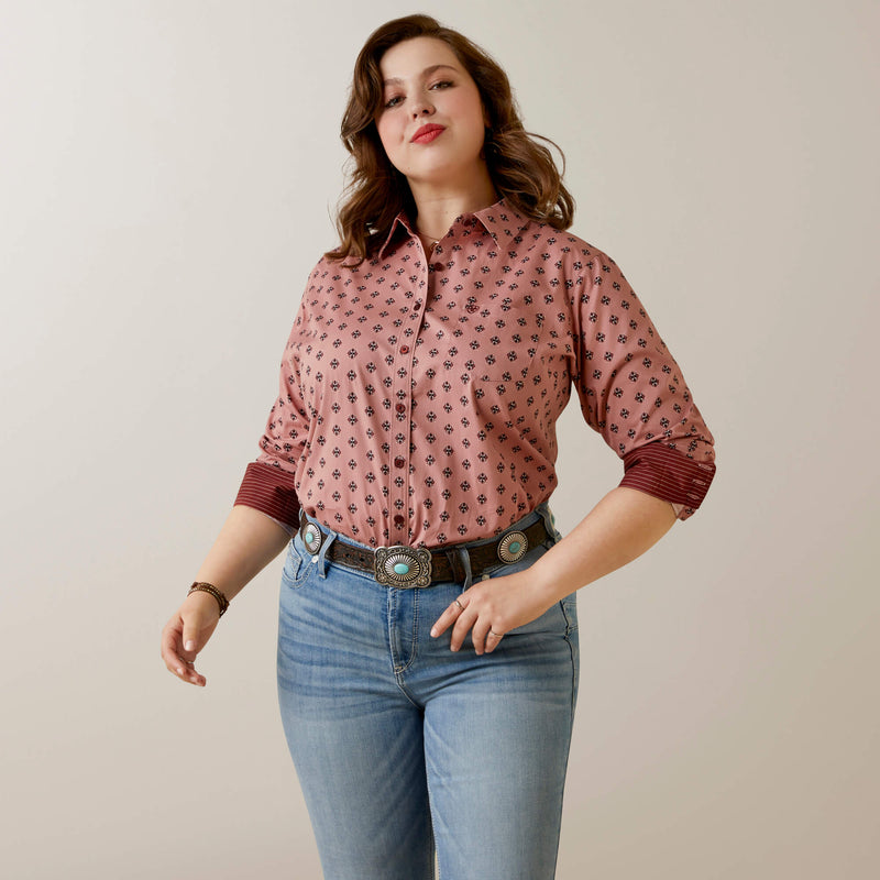 Ariat Women's Kirby Red River Geo Stretch Long Sleeve Button Down Shirt (Available in Regular & Plus Sizes)