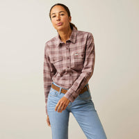 Ariat Women's Rebar Flannel DuraStretch Work Shirt Peppercorn Plaid