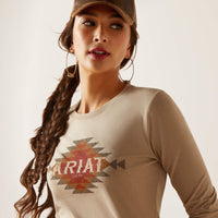 Ariat Women's Southwest Logo Long Sleeve T-shirt in Oatmeal Heather