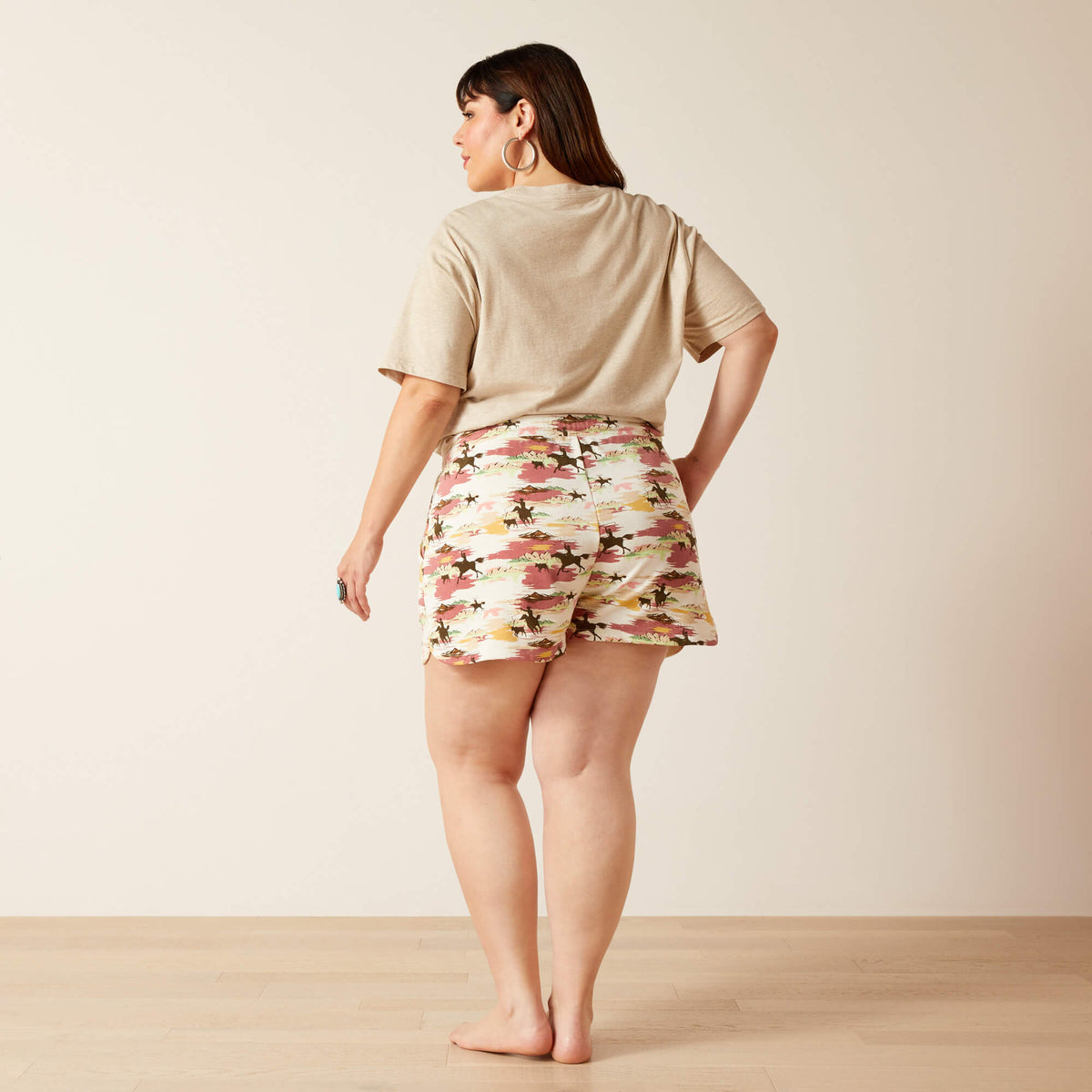 Ariat Women's Blushing Drawstring E-Waist Shorts in Hawaiian Oatmeal Heather