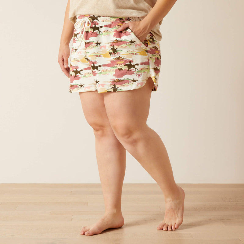 Ariat Women's Blushing Drawstring E-Waist Shorts in Hawaiian Oatmeal Heather