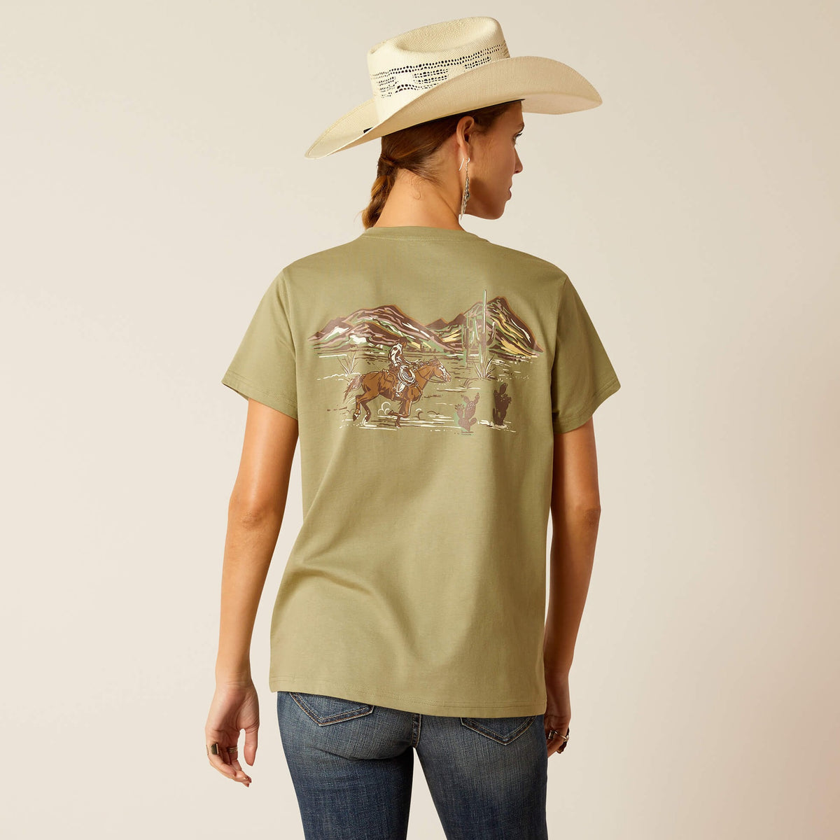 Ariat Women's Desert Scene T-Shirt in Oil Green (Available in Plus Sizes)