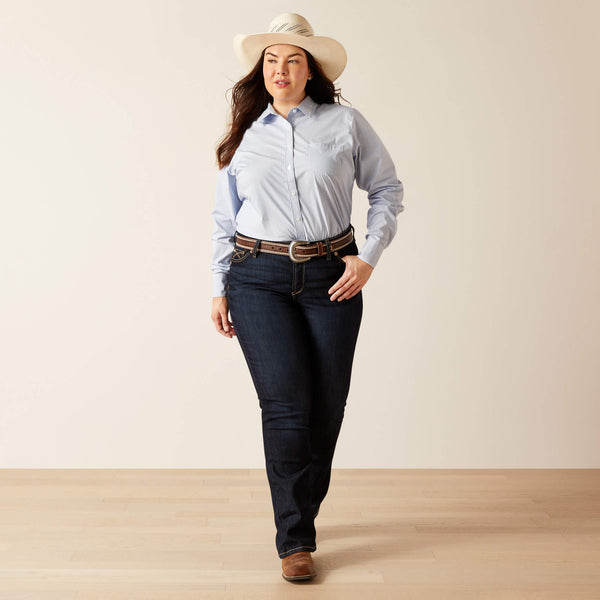 Ariat Women's L/S Team Kirby Western Button Down Shirt in Ultramarine Stripe