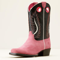 Ariat Kid's Futurity Fort Worth Western Boot in Haute Pink Suede/ Madison Avenue