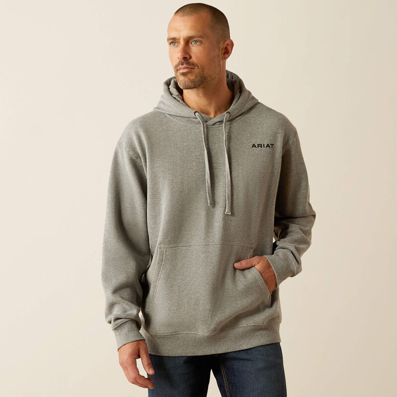 Ariat Men's Bold Hex Pullover Hoodie in Grey Heather (Available in Tall Sizes)