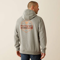 Ariat Men's Bold Hex Pullover Hoodie in Grey Heather (Available in Tall Sizes)