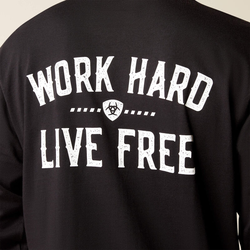 Ariat Men's Rebar L/S Cotton Strong WHLF T-Shirt in Black