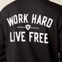 Ariat Men's Rebar L/S Cotton Strong WHLF T-Shirt in Black