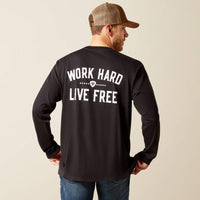Ariat Men's Rebar L/S Cotton Strong WHLF T-Shirt in Black
