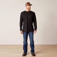 Ariat Men's Rebar L/S Cotton Strong WHLF T-Shirt in Black