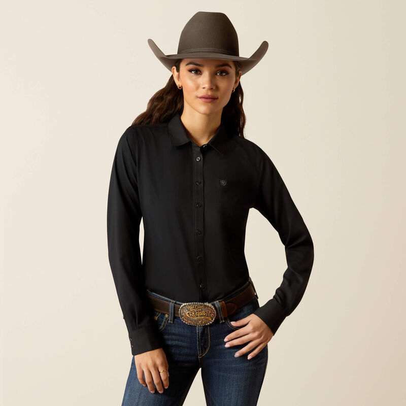 Ariat Women's Kirby Pro L/S Western Button Down Shirt in Solid Black