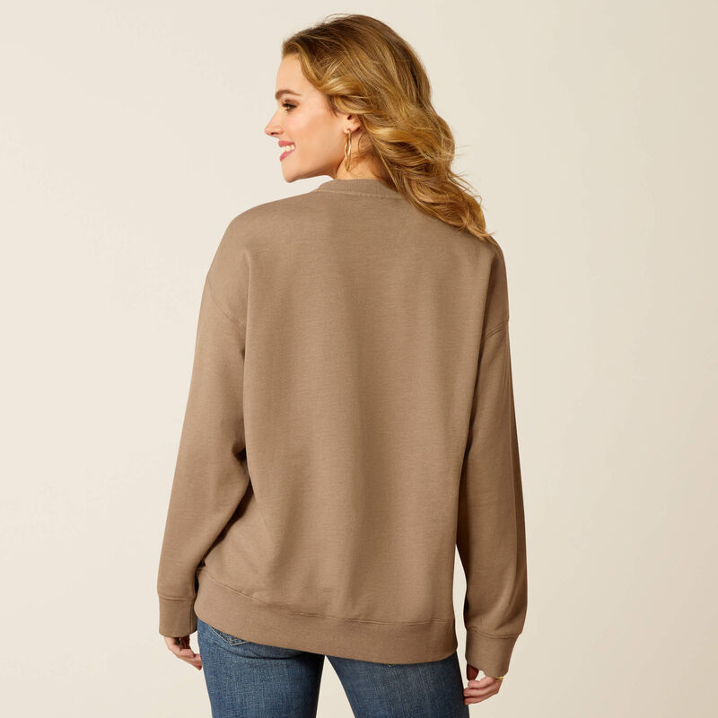 Ariat Women's Western Days Oversized Sweatshirt in Dark Khaki Heather