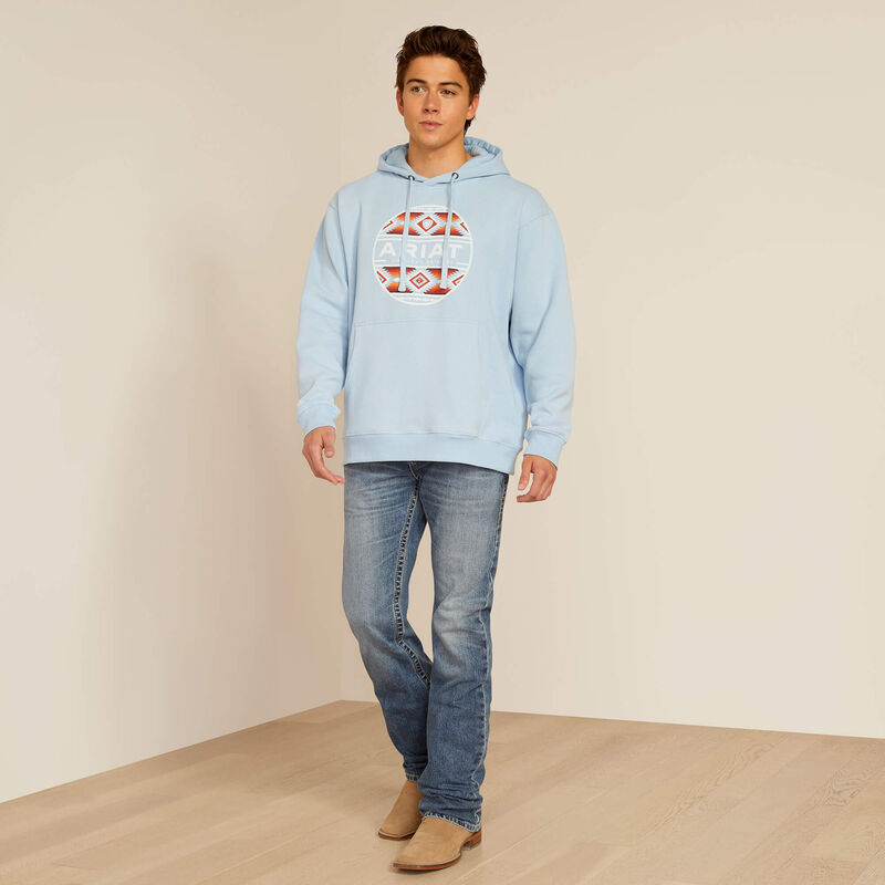 Ariat Men's Canyon Southwest Circle Pullover Hoodie in Soft Chambray (Available in Tall Sizes)