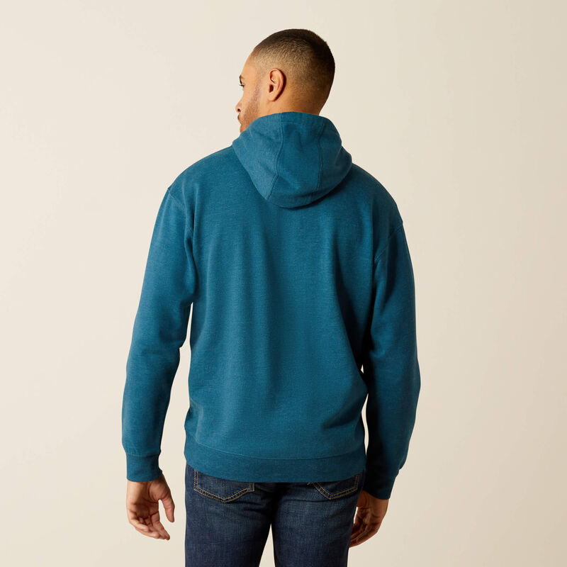 Ariat Men's Bison Plains Pullover Hoodie in Hydra Heather