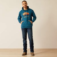 Ariat Men's Bison Plains Pullover Hoodie in Hydra Heather