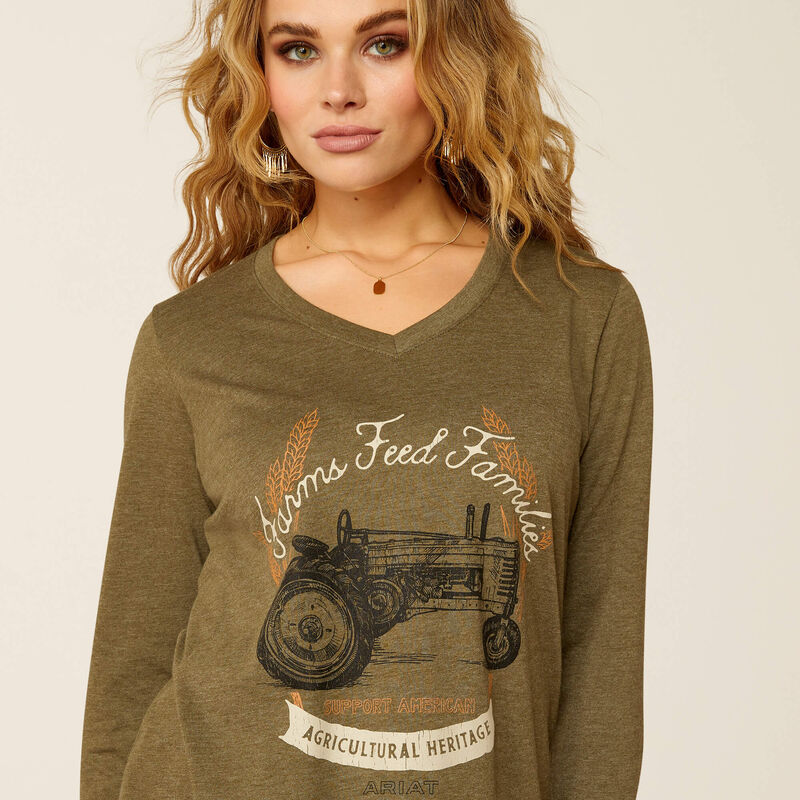 Ariat Women's AG Heritage Long Sleeve T-Shirt in Military Heather (Available in Regular and Plus Sizes)