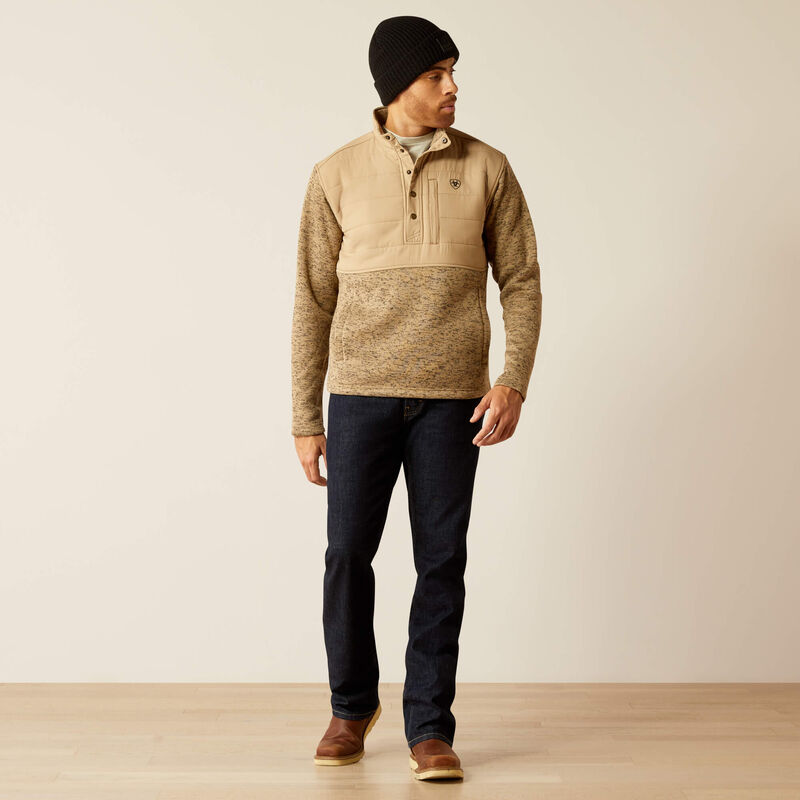 Ariat Men's Caldwell Reinforced 1/2 Snap Sweater in Chinchilla