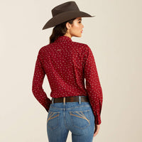 Ariat Women's Kirby Stretch L/S Western Button Down Shirt in Red Cattle Brand