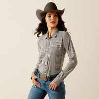 Ariat Women's Kirby Pro L/S Western Button Down Shirt in Black & White Stripe