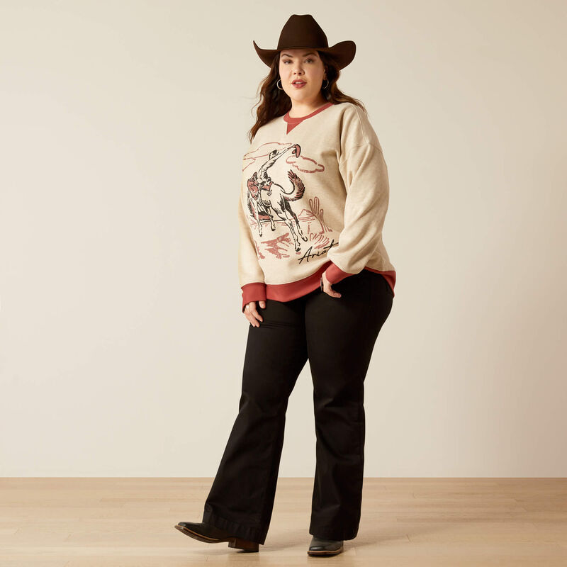 Ariat Women's Roughstock Oversized Crew Sweatshirt in Oatmeal Heather (Available in Plus Sizes) (Copy)