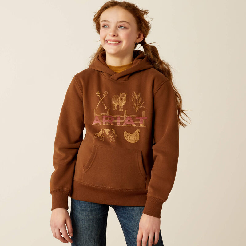 Ariat Girl's Ranch Collections Hoodie in Soft Silt