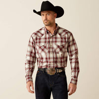 Ariat Men's Pro Series Walt L/S Classic Fit Western Snap Shirt in Red Grey Plaid