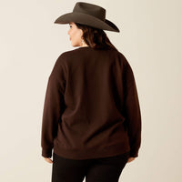 Ariat Women's Taurus Oversized Crew Sweatshirt in Mole Brown (Available in Plus Sizes)