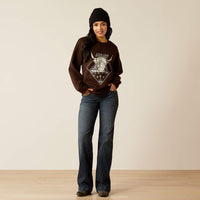 Ariat Women's Taurus Oversized Crew Sweatshirt in Mole Brown (Available in Plus Sizes)