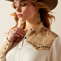 Ariat Women's Wild Horse L/S Western Snap Shirt in White & Sand