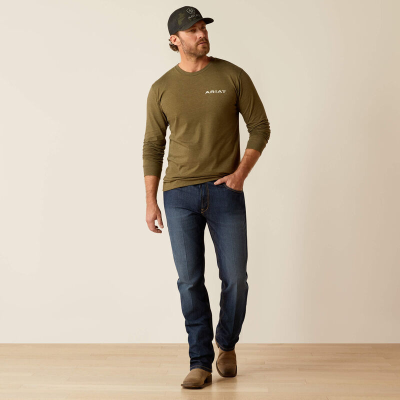 Ariat Men's Boarded LOTF Hex Graphic L/S T-Shirt in Military Heather