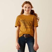 Ariat Girl's Highlander Graphic T-shirt in Harvest Gold