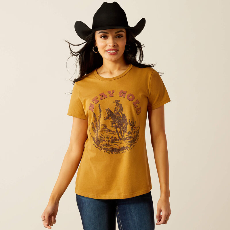 Ariat Women's Stay Gold Graphic T-Shirt in Harvest Gold (Available in Plus Sizes)