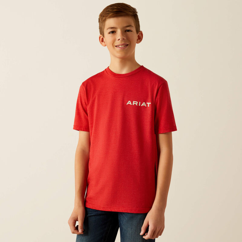 Ariat Boy's Original Flag Scope Graphic Logo T-Shirt in Red Heather